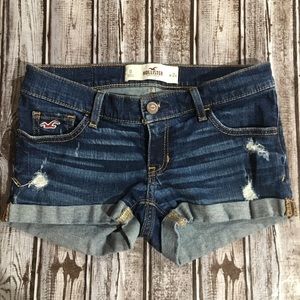 Hollister Blue Denim Jean Shorts Size 0 Waist 24